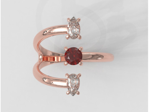 Gemstone Modern Ring 3D Print Model