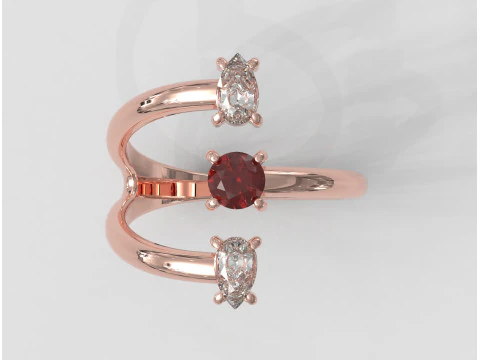 Gemstone Modern Ring 3D Print Model