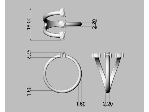 Gemstone Modern Ring 3D Print Model