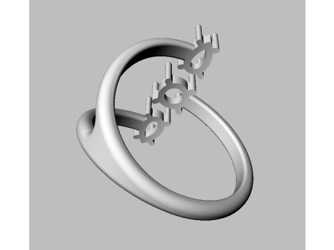 Gemstone Modern Ring 3D Print Model