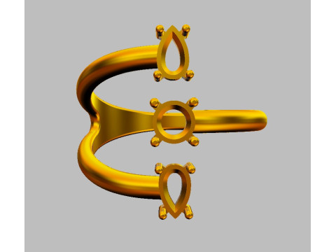 Gemstone Modern Ring 3D Print Model