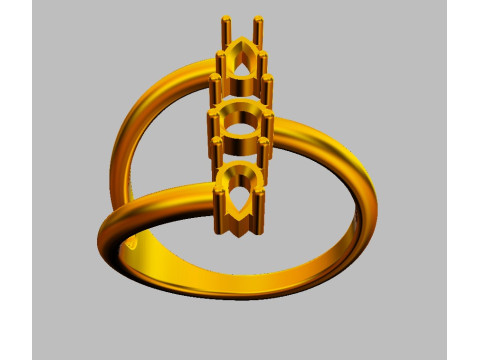 Gemstone Modern Ring 3D Print Model