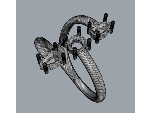 Gemstone Modern Ring 3D Print Model