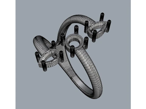 Gemstone Modern Ring 3D Print Model