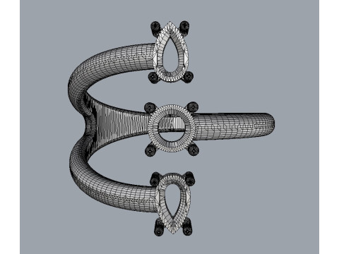 Gemstone Modern Ring 3D Print Model