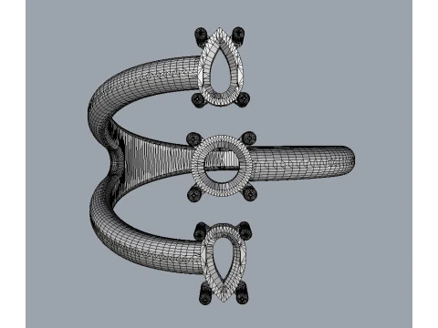 Gemstone Modern Ring 3D Print Model