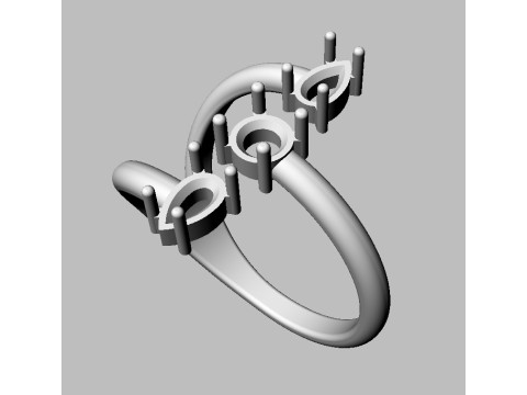 Gemstone Modern Ring 3D Print Model