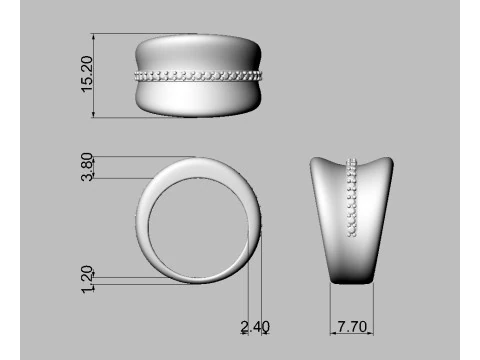 Bold Diamond Ring 3D Print Model