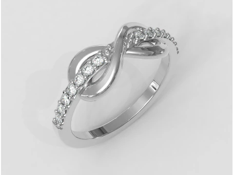 Diamond Infinity Ring 3D Print Model