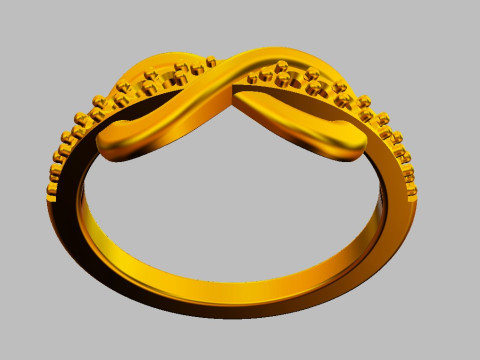 Diamond Infinity Ring Modèles 3D en vedette