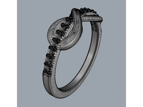 Diamond Infinity Ring 3D Print Model