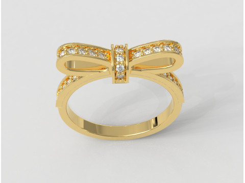 Diamond Bowknot Ring 3D Print Model