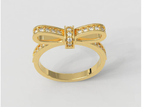 Кольцо с бриллиантом и бантом 3D Принт Модель