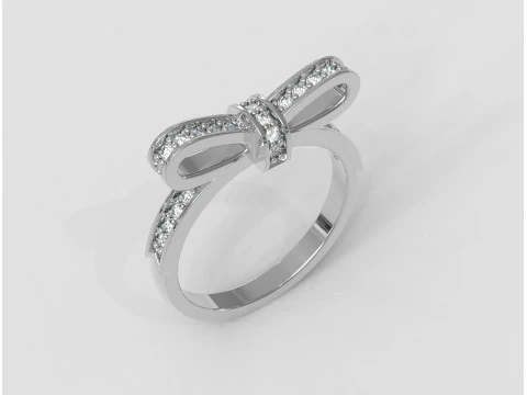 Diamond Bowknot Ring 3D Print Model