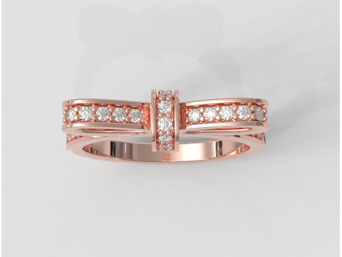Diamond Bowknot Ring Model Cetak 3D