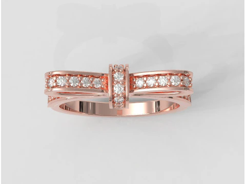 Diamond Bowknot Ring 3D Print Model