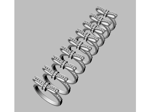 Diamond Bowknot Ring 3D Print Model
