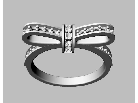 Diamond Bowknot Ring 3D Print Model