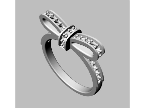 Diamond Bowknot Ring 3D Print Model