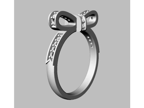 Diamond Bowknot Ring 3D Print Model