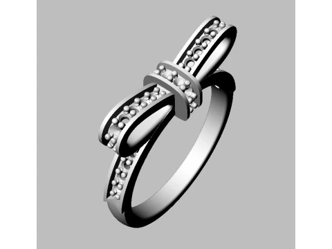 Diamond Bowknot Ring 3D Print Model