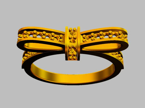 Diamond Bowknot Ring 3D Print Model