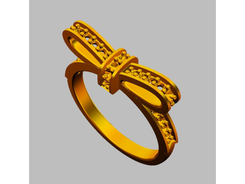 Diamond Bowknot Ring Model Cetak 3D