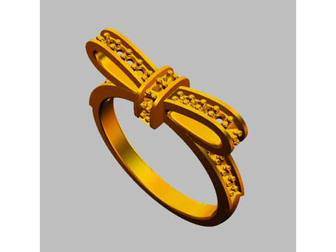 Diamond Bowknot Ring 3D Print Model
