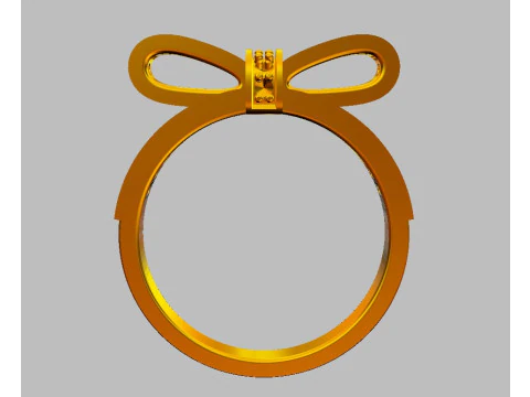 Diamond Bowknot Ring 3D Print Model