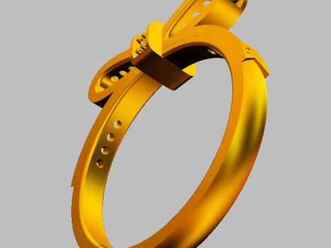 Diamond Bowknot Ring 3D Print Model