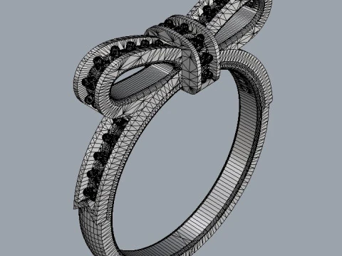 Diamond Bowknot Ring 3D Print Model