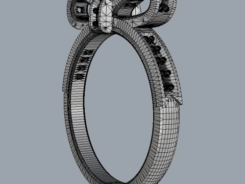 Diamond Bowknot Ring 3D Print Model