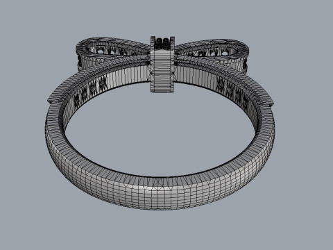 Diamond Bowknot Ring Model Cetak 3D