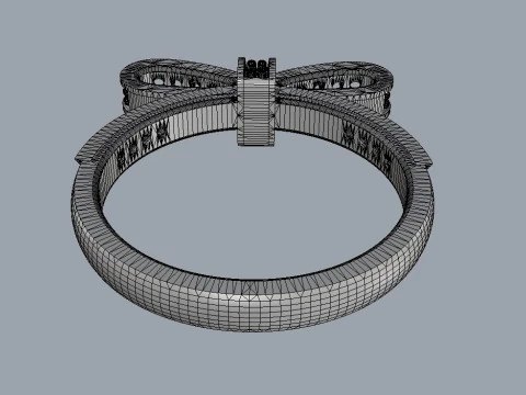 Diamond Bowknot Ring 3D Print Model