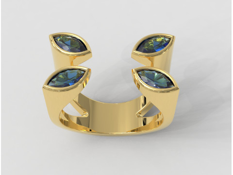 Marquise Gemstone Open Ring 3D Print Model