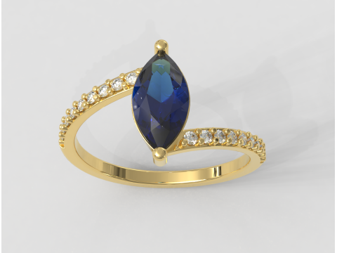 Marquise Gemstone Modern Ring 3D Print Model