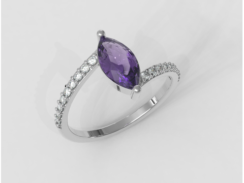 Marquise Gemstone Modern Ring 3Dプリントモデル