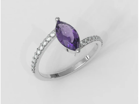 Marquise Gemstone Modern Ring 3D Print Model