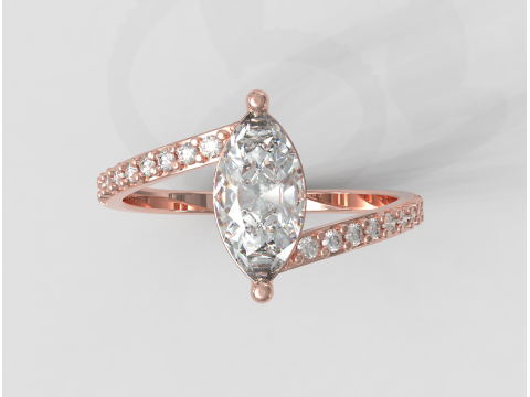 Marquise Gemstone Modern Ring 3Dプリントモデル