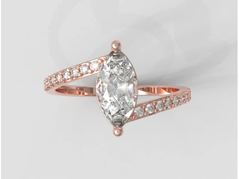 Marquise Gemstone Modern Ring 3D Print Model