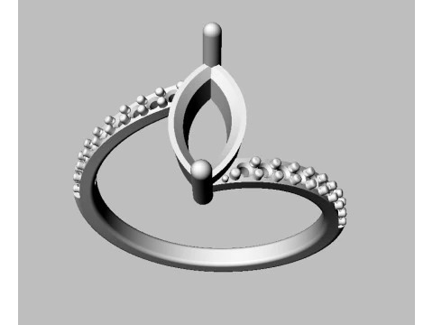 Marquise Gemstone Modern Ring 3D Print Model
