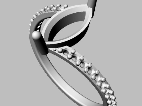 Marquise Gemstone Modern Ring 3D Print Model