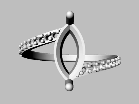 Marquise Gemstone Modern Ring 3D Print Model