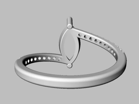 Marquise Gemstone Modern Ring 3D Print Model