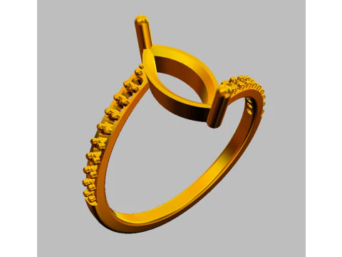 Marquise Gemstone Modern Ring 3D Print Model