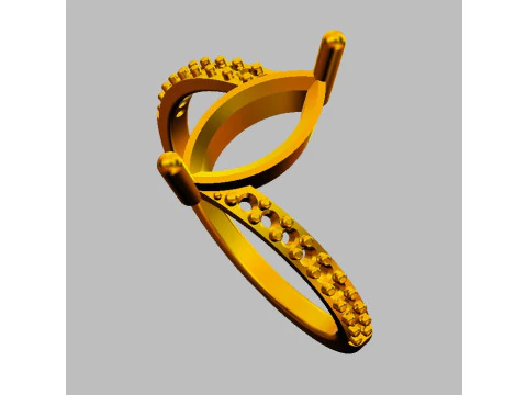 Marquise Gemstone Modern Ring 3D Print Model