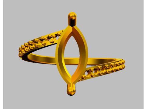 Marquise Gemstone Modern Ring 3D Print Model