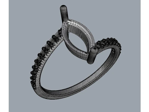 Marquise Gemstone Modern Ring 3D Print Model