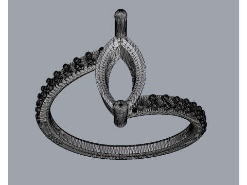 Marquise Gemstone Modern Ring 3Dプリントモデル