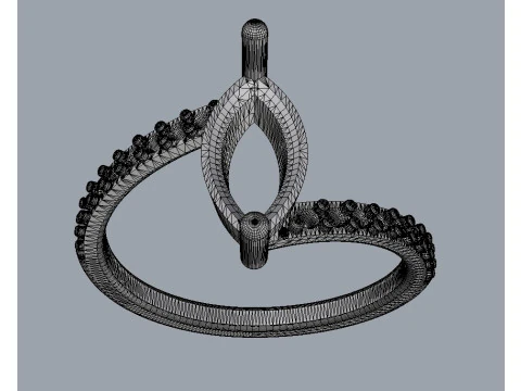 Marquise Gemstone Modern Ring 3D Print Model
